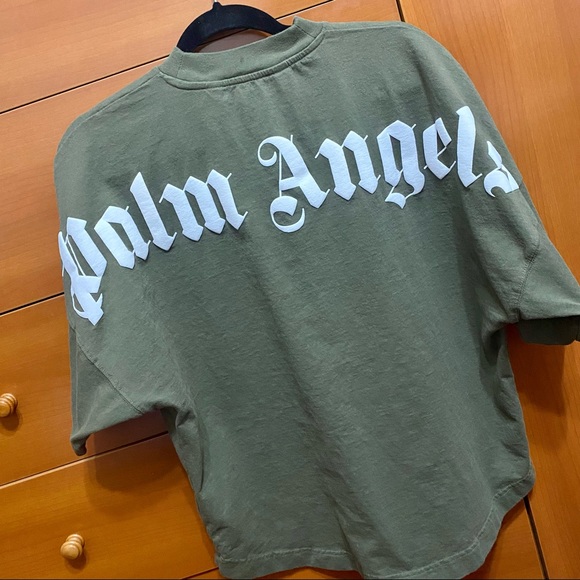 SOLD -Palm Angels Military Green Classic Logo Over T-Shirt - Picture 2 of 11
